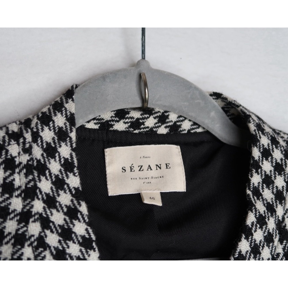 Sézane Houndstooth Wool Blend Snap Front Vest Jacket  Womens Sz US 14 46 EU EUC - Picture 4 of 12